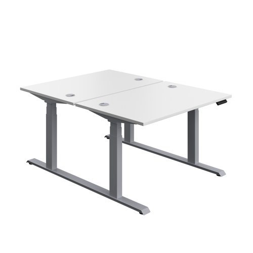 Economy Back To Back Sit Stand Desk (FSC) 1200 X 800 White/Silver