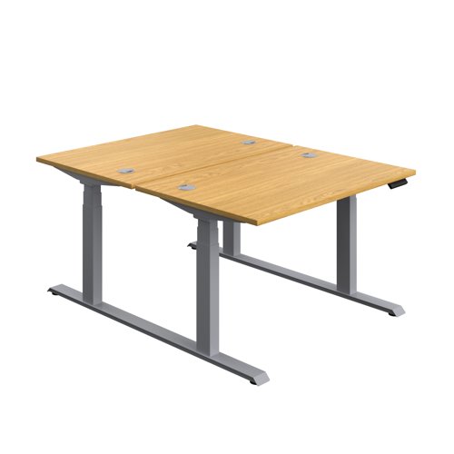 Economy Back To Back Sit Stand Desk (FSC) 1200 X 800 Nova Oak/Silver