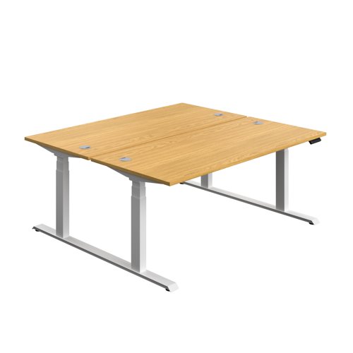 Economy Back To Back Sit Stand Desk (FSC) 1800 X 800 Nova Oak/White