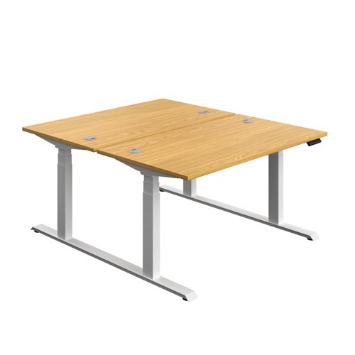 Economy Back To Back Sit Stand Desk (FSC) 1400 X 800 Nova Oak/White