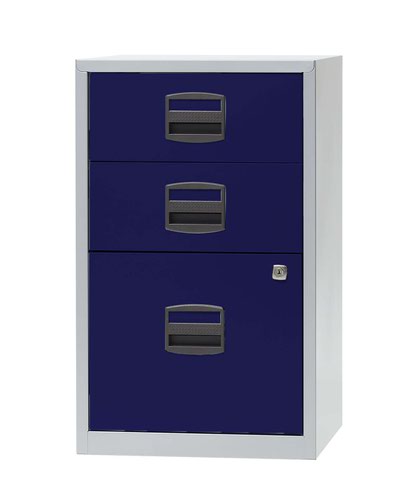 Bisley A4 Non Mobile Home Filer 3 Drawer Grey Blue