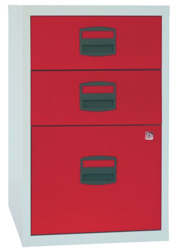 Bisley 3 Drawer A4 Homefiler Grey/Red