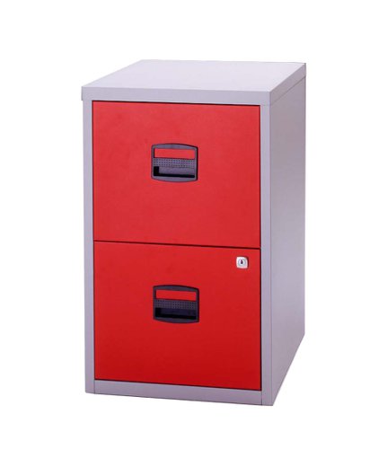 Bisley 2 Drawer A4 Homefiler Grey/Red