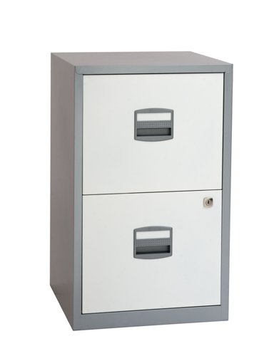 Bisley 2 Drawer A4 Homefiler Silver/White