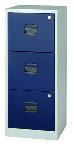 Bisley A4 Personal And Home Filer 3 Drawer Grey/Blue