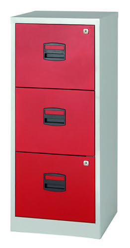 Bisley A4 Personal And Home Filer 3 Drawer Grey/Red