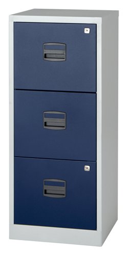 Bisley 3 Drawer A4 Personal Filer Grey/Blue