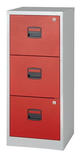 Bisley 3 Drawer A4 Personal Filer Grey/Red