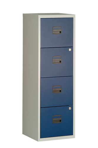Bisley A4 Personal And Home Filer 4 Drawer Grey/Blue