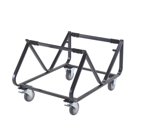 A black metal-framed trolley with large castors, designed to carry up to 25 Twilight chairs. Perfect for environments such as school halls, where chairs need to be moved and stacked frequently.