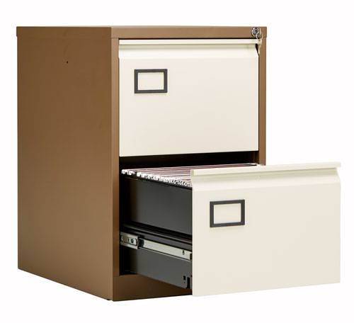 AOC2C/C | The Bisley 2 Drawer Contract Steel Filing Cabinet is the perfect solution for your office storage needs. Fitted with recessed handles and a central locking system, this filing cabinet ensures the safety and security of your important documents. The anti-tilt feature prevents more than one drawer from being opened at a time, reducing the risk of accidents. The cabinet is supplied with 2 deep drawers, providing ample space for all your files and paperwork. Made from high-quality steel, this filing cabinet is durable and built to last. With its sleek design and practical features, the Bisley 2 Drawer Contract Steel Filing Cabinet is a must-have for any modern office.