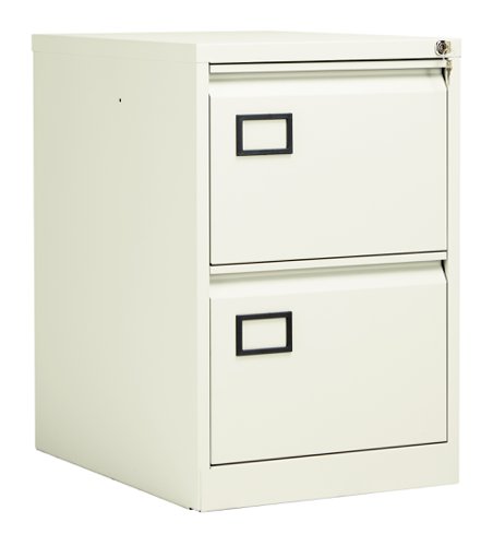 Bisley 2 Drawer Contract Steel Filing Cabinet : Chalk White