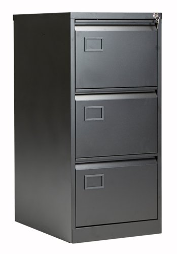 Bisley 3 Drawer Contract Steel Filing Cabinet : Black
