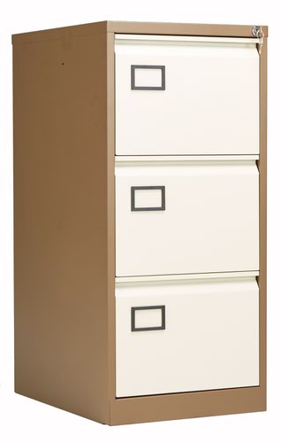 Bisley 3 Drawer Contract Steel Filing Cabinet - Coffee Cream