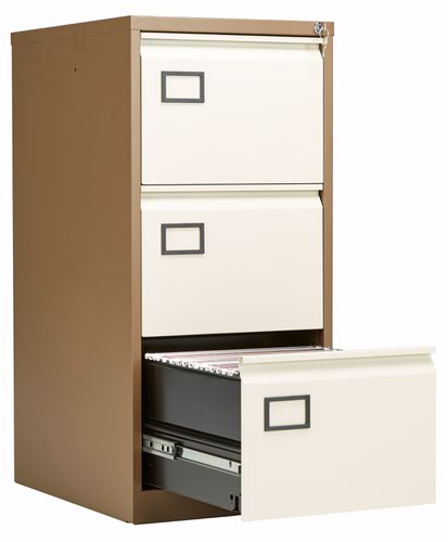 Bisley 3 Drawer Contract Steel Filing Cabinet Coffee Cream