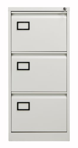 The Bisley 3 Drawer Contract Steel Filing Cabinet is the perfect solution for your office storage needs. With its recessed handles and central locking system, you can be sure that your documents are safe and secure. The anti-tilt feature prevents more than one drawer from being opened at a time, ensuring that your cabinet remains stable. The cabinet is supplied with 3 deep drawers, providing ample space for all your files and documents. Made from high-quality steel, this filing cabinet is built to last and is a great investment for any office. With its sleek design and practical features, the Bisley 3 Drawer Contract Steel Filing Cabinet is a must-have for any modern workplace.