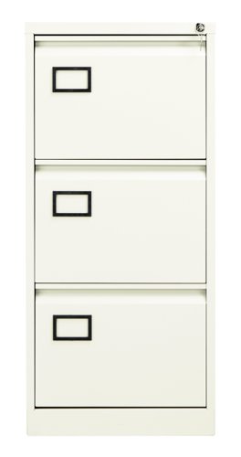AOC3WHT | The Bisley 3 Drawer Contract Steel Filing Cabinet is the perfect solution for your office storage needs. With its recessed handles and central locking system, you can be sure that your documents are safe and secure. The anti-tilt feature prevents more than one drawer from being opened at a time, ensuring that your cabinet remains stable. The cabinet is supplied with 3 deep drawers, providing ample space for all your files and documents. Made from high-quality steel, this filing cabinet is built to last and is a great investment for any office. With its sleek design and practical features, the Bisley 3 Drawer Contract Steel Filing Cabinet is a must-have for any modern workplace.