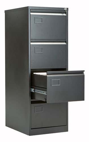 AOC4BLK Bisley 4 Drawer Contract Steel Filing Cabinet Black
