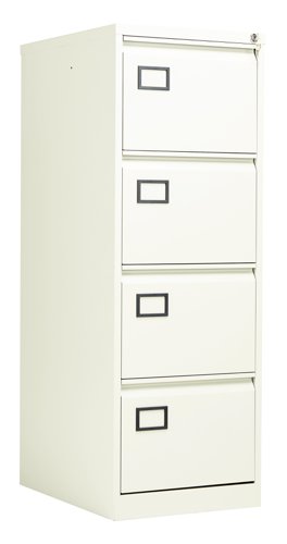 AOC4WHT | The Bisley 4 Drawer Contract Steel Filing Cabinet is the perfect solution for your office storage needs. With its recessed handles and central locking system, you can be sure that your documents are safe and secure. The anti-tilt feature prevents more than one drawer from being opened at a time, ensuring that your cabinet remains stable. The cabinet is supplied with 4 deep drawers, providing ample space for all your files and documents. Made from high-quality steel, this filing cabinet is built to last and is a great investment for any office. With its sleek design and practical features, the Bisley 4 Drawer Contract Steel Filing Cabinet is a must-have for any modern workplace.