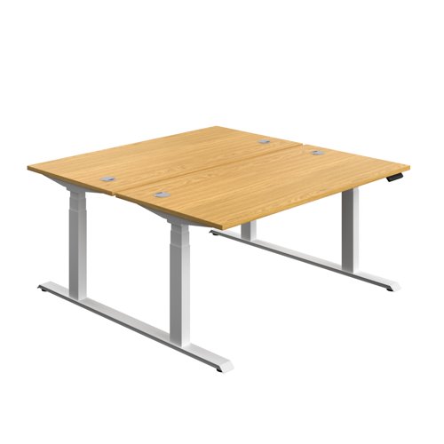 Economy Back To Back Sit Stand Desk (FSC) 1600 X 800 Nova Oak/White