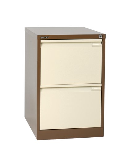 Bisley 2 Drawer Classic Steel Filing Cabinet Coffee/Cream