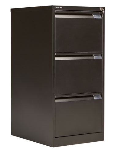 Bisley 3 Drawer Classic Steel Filing Cabinet - Black