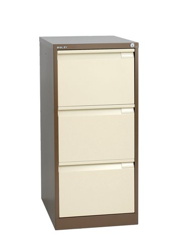 Bisley 3 Drawer Classic Steel Filing Cabinet Coffee/Cream