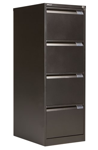 Bisley 4 Drawer Classic Steel Filing Cabinet : Black