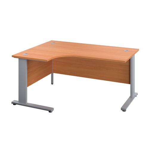 1200X1200 Cable Managed Upright Left Hand Radial Desk Beech-Silver