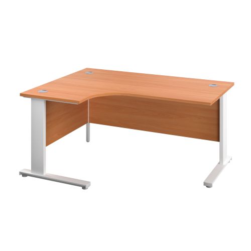1200X1200 Cable Managed Upright Left Hand Radial Desk Beech-White