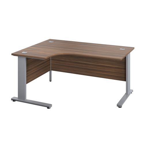 1200X1200 Cable Managed Upright Left Hand Radial Desk Dark Walnut-Silver