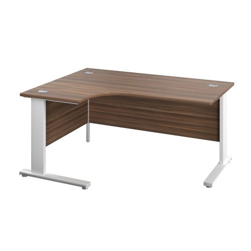 1200X1200 Cable Managed Upright Left Hand Radial Desk Dark Walnut-White