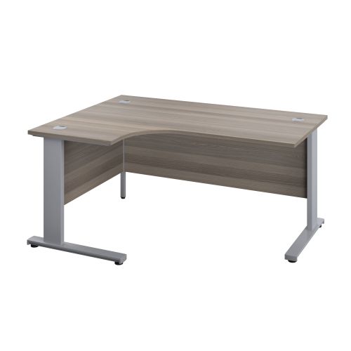 1200X1200 Cable Managed Upright Left Hand Radial Desk Grey Oak-Silver
