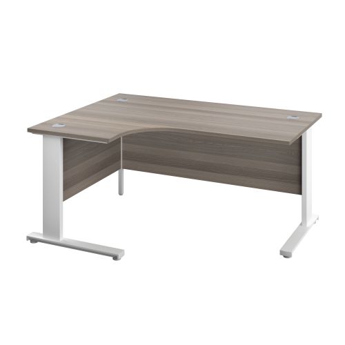 1200X1200 Cable Managed Upright Left Hand Radial Desk Grey Oak-White