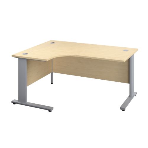 1200X1200 Cable Managed Upright Left Hand Radial Desk Maple-Silver