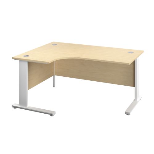 1200X1200 Cable Managed Upright Left Hand Radial Desk Maple-White