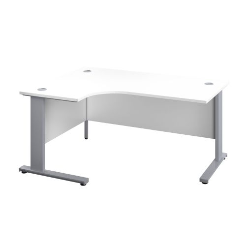 1200X1200 Cable Managed Upright Left Hand Radial Desk White-Silver