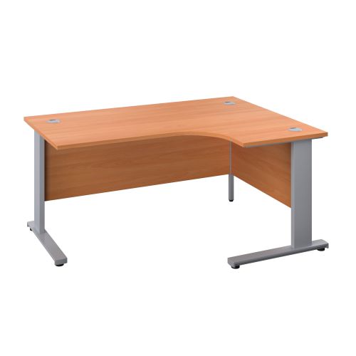 1200X1200 Cable Managed Upright Right Hand Radial Desk Beech-Silver