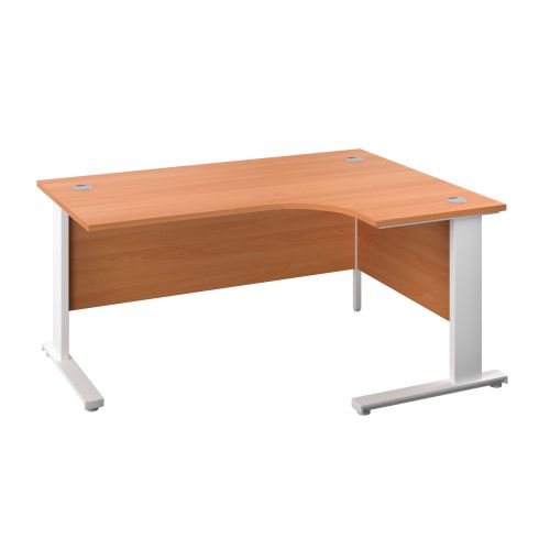 1200X1200 Cable Managed Upright Right Hand Radial Desk Beech-White