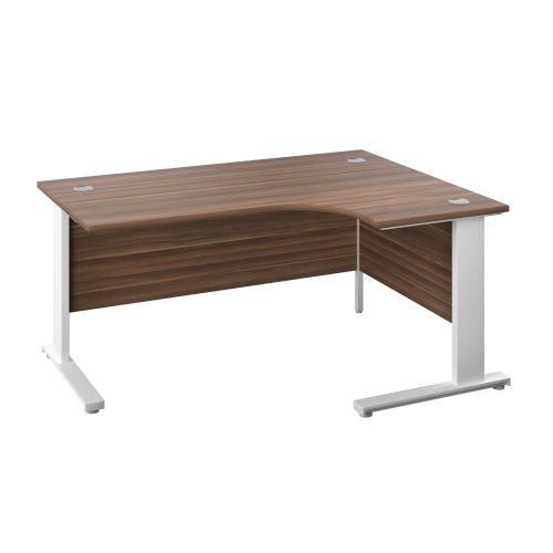 1200X1200 Cable Managed Upright Right Hand Radial Desk Dark Walnut-White