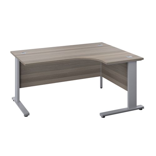 1200X1200 Cable Managed Upright Right Hand Radial Desk Grey Oak-Silver