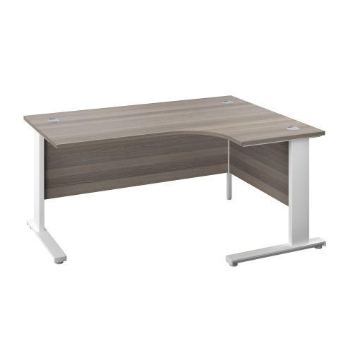 1200X1200 Cable Managed Upright Right Hand Radial Desk Grey Oak-White