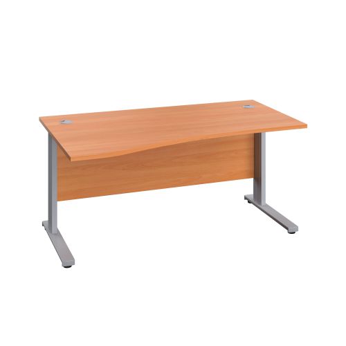1400X1000 Cable Managed Upright Left Hand Wave Desk Beech-Silver