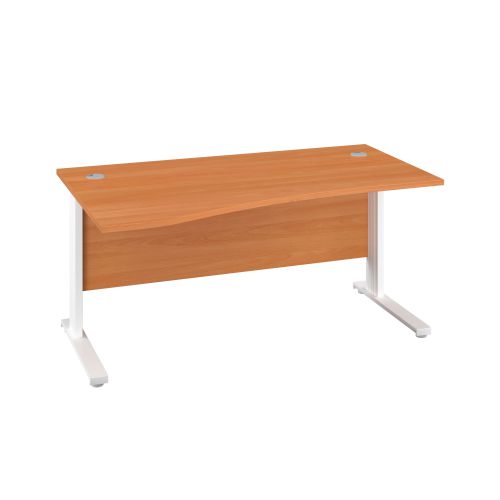 1400X1000 Cable Managed Upright Left Hand Wave Desk Beech-White