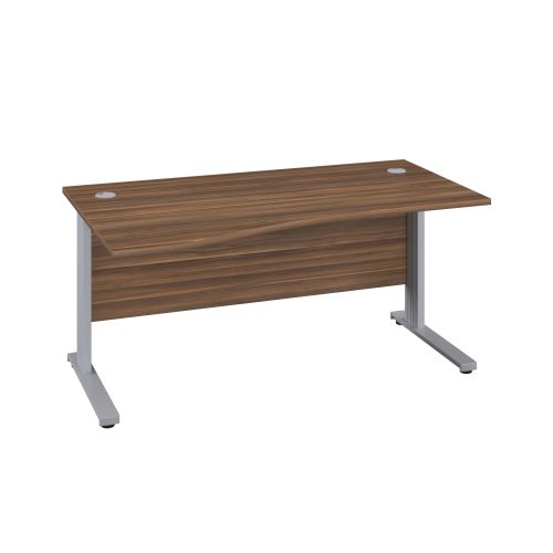 1400X1000 Cable Managed Upright Left Hand Wave Desk Dark Walnut-Silver