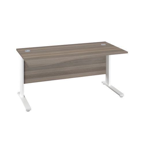 1400X1000 Cable Managed Upright Left Hand Wave Desk Grey Oak-White