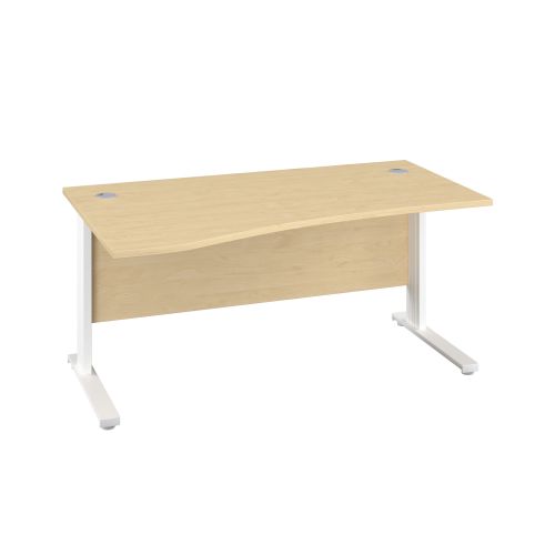 1400X1000 Cable Managed Upright Left Hand Wave Desk Maple-White