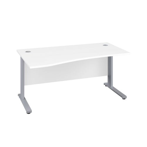 1400X1000 Cable Managed Upright Left Hand Wave Desk White-Silver