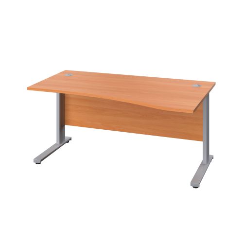 1400X1000 Cable Managed Upright Right Hand Wave Desk Beech-Silver