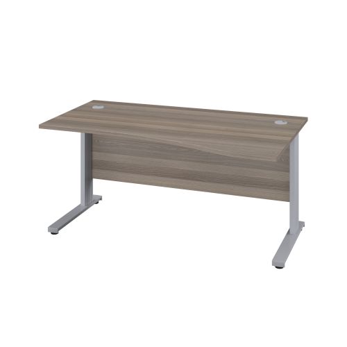 1400X1000 Cable Managed Upright Right Hand Wave Desk Grey Oak-Silver